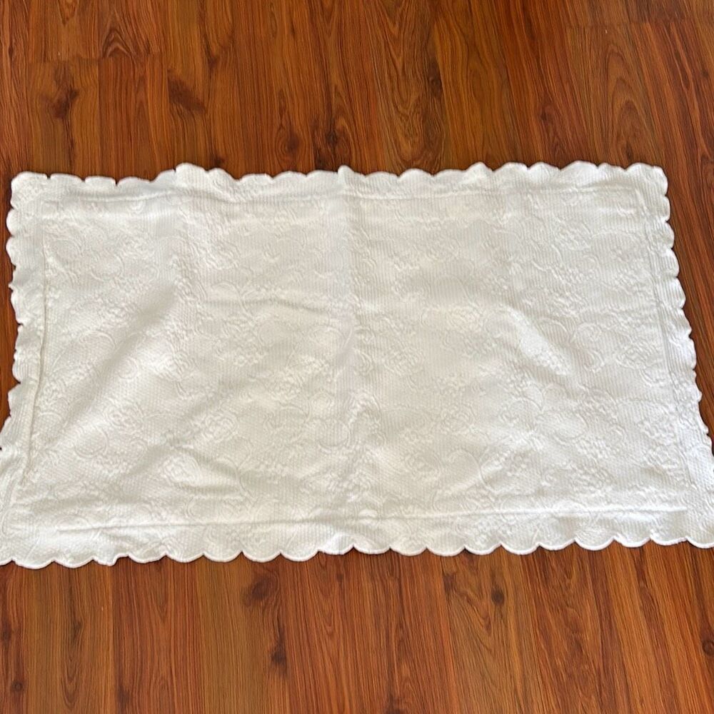 Sferra Bros white heavy cotton plissé long decorative 32x18 decorative pillowcas